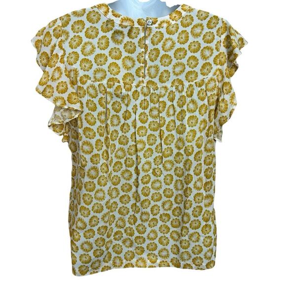 Women's Premise Smocked Blouse Sz Small Boho Gold Floral Print Top Loose NEW - Picture 5 of 6
